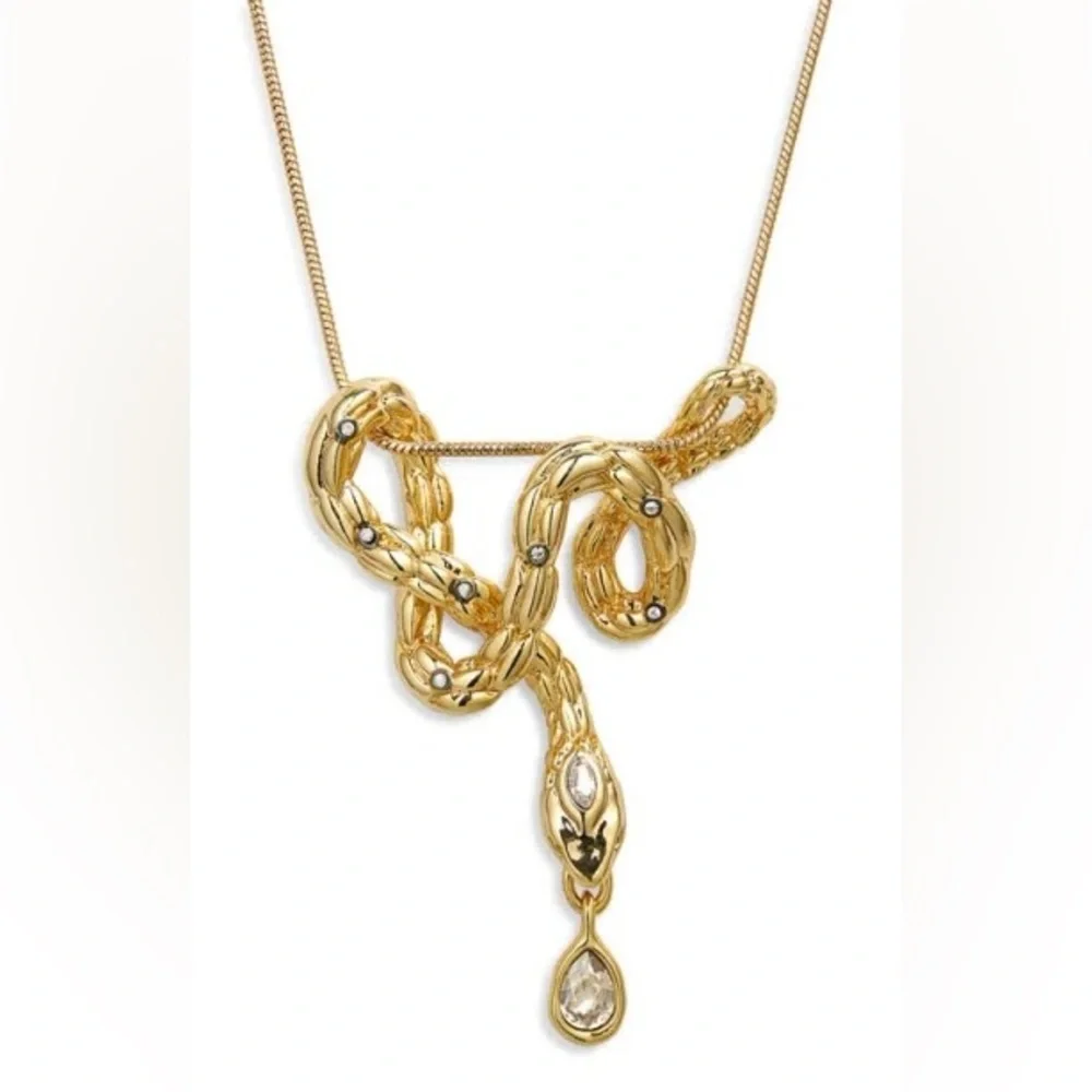 Alexis Bittar • Serpent CZ Crystal Snake Chain Gold Slide Necklace